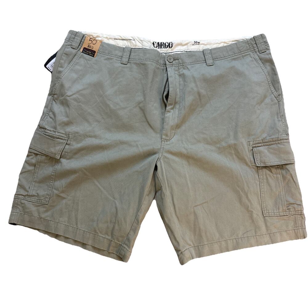 BIG Man Utility Cargo Shorts 50 W Classic Fit Stretch Tan Roundtree Yorke NWT